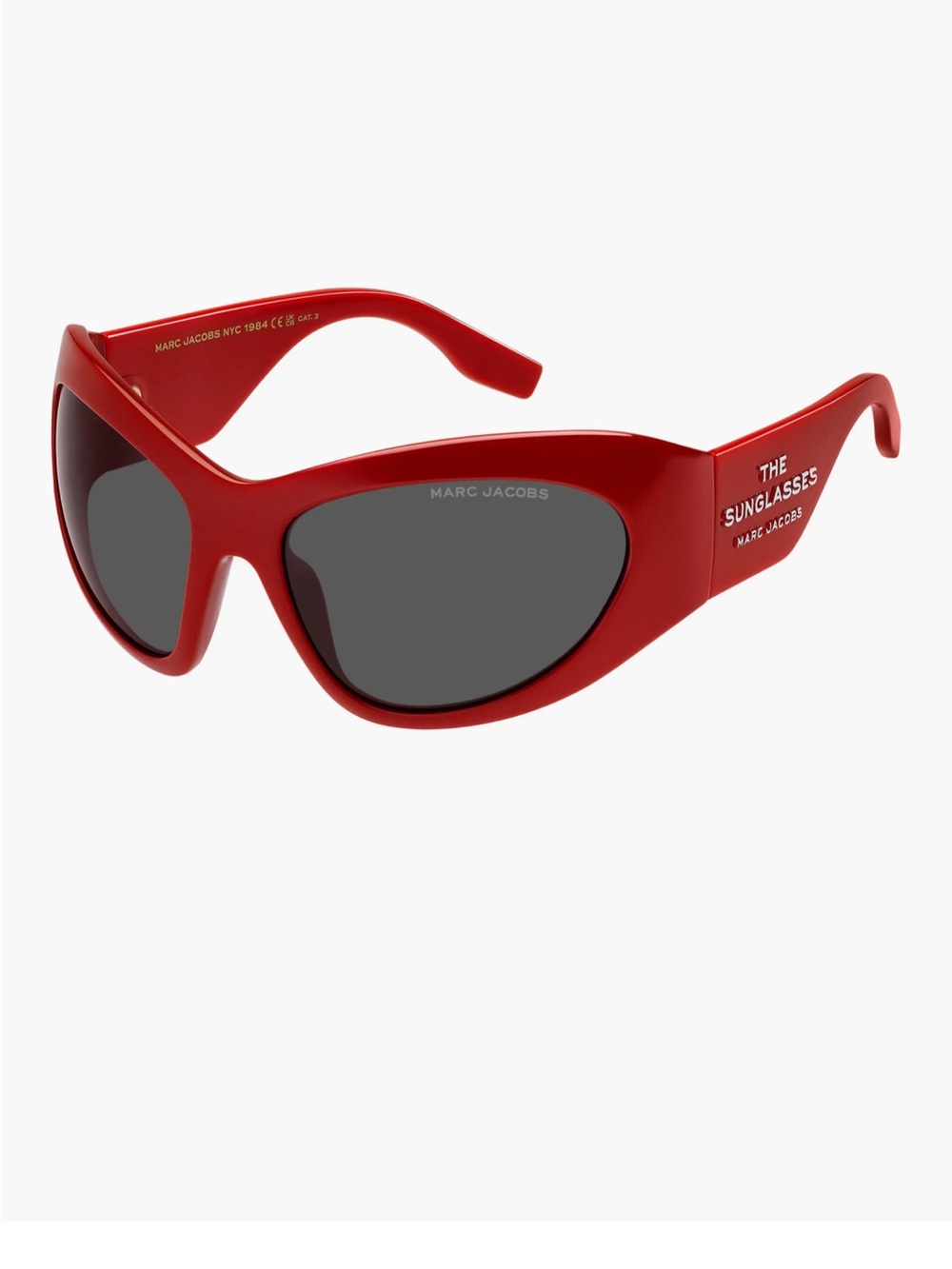 NIB Marc Jacobs Red Wrap Sunglasses with Black Lenses